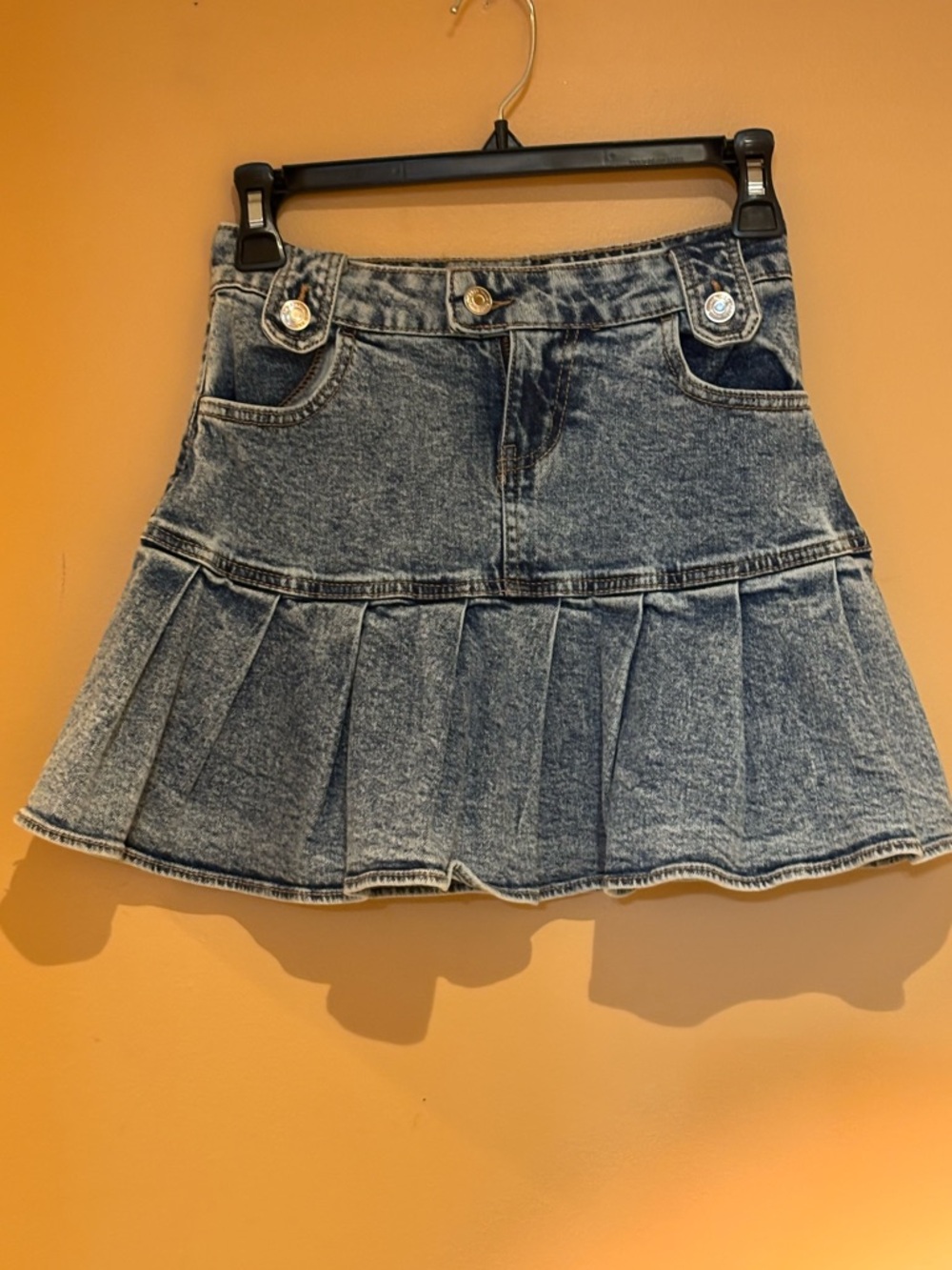 Wild Fable acid wash denim pleated mini skirt size 00